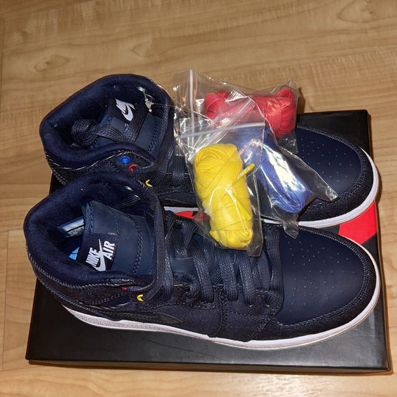 Air Jordan Denim 1 Retro High BG Size 5 - Picture 5 of 9